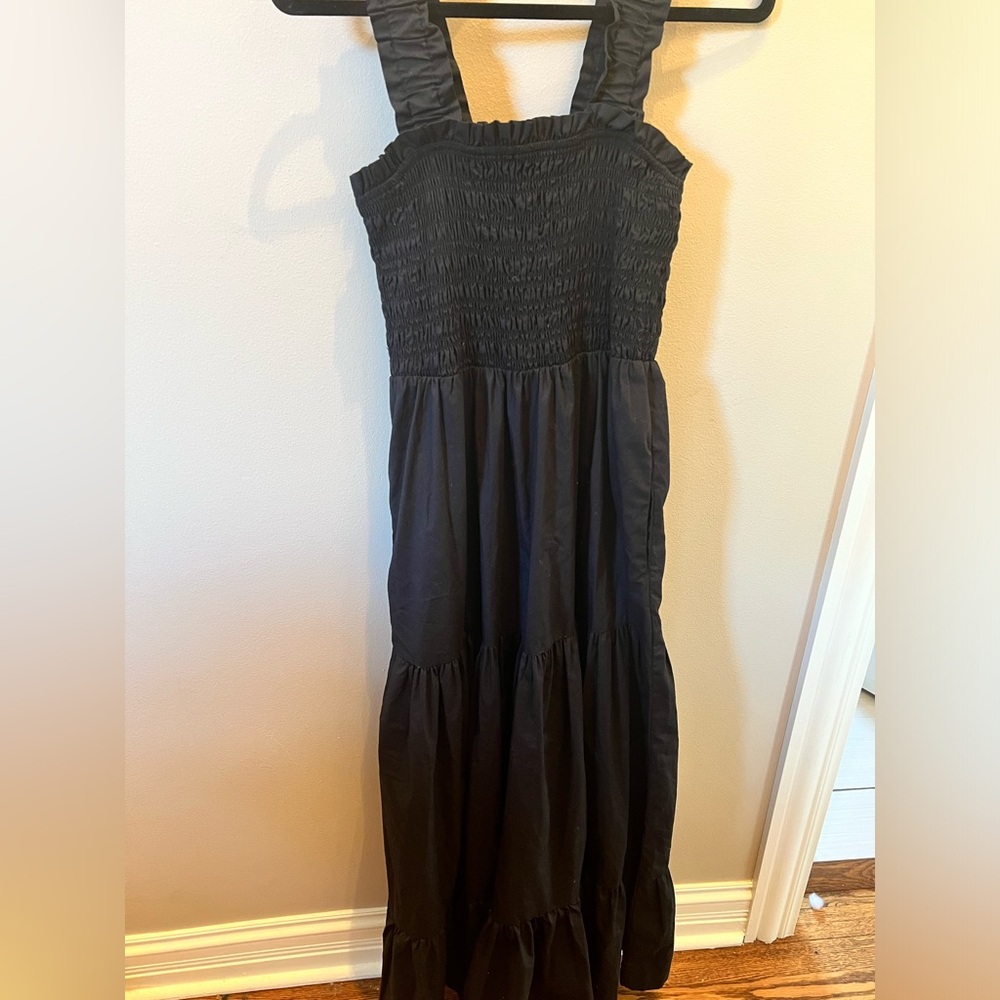 A&F Black Smocked Bodice Maxi Dress